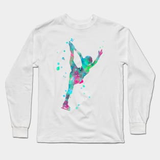 Figure Skating Watercolor Painting 4 Long Sleeve T-Shirt